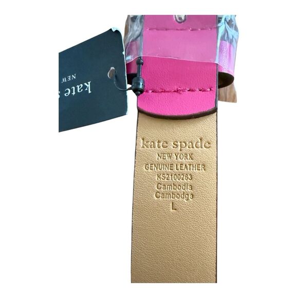 Kate Spade Leather Belt with Metal Spades Gold Plate Buckle Sz Large